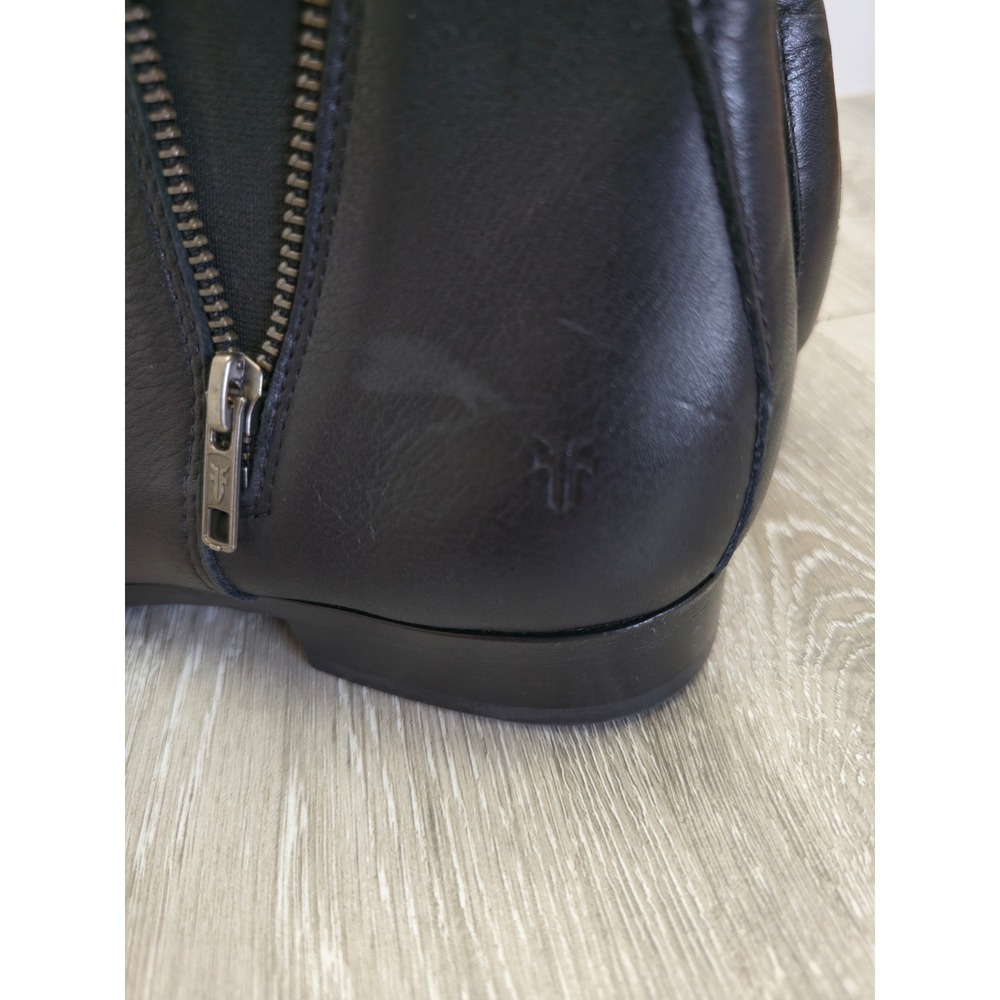 Frye Black Leather Ankle Boots with Zipper - Picture 7 of 9
